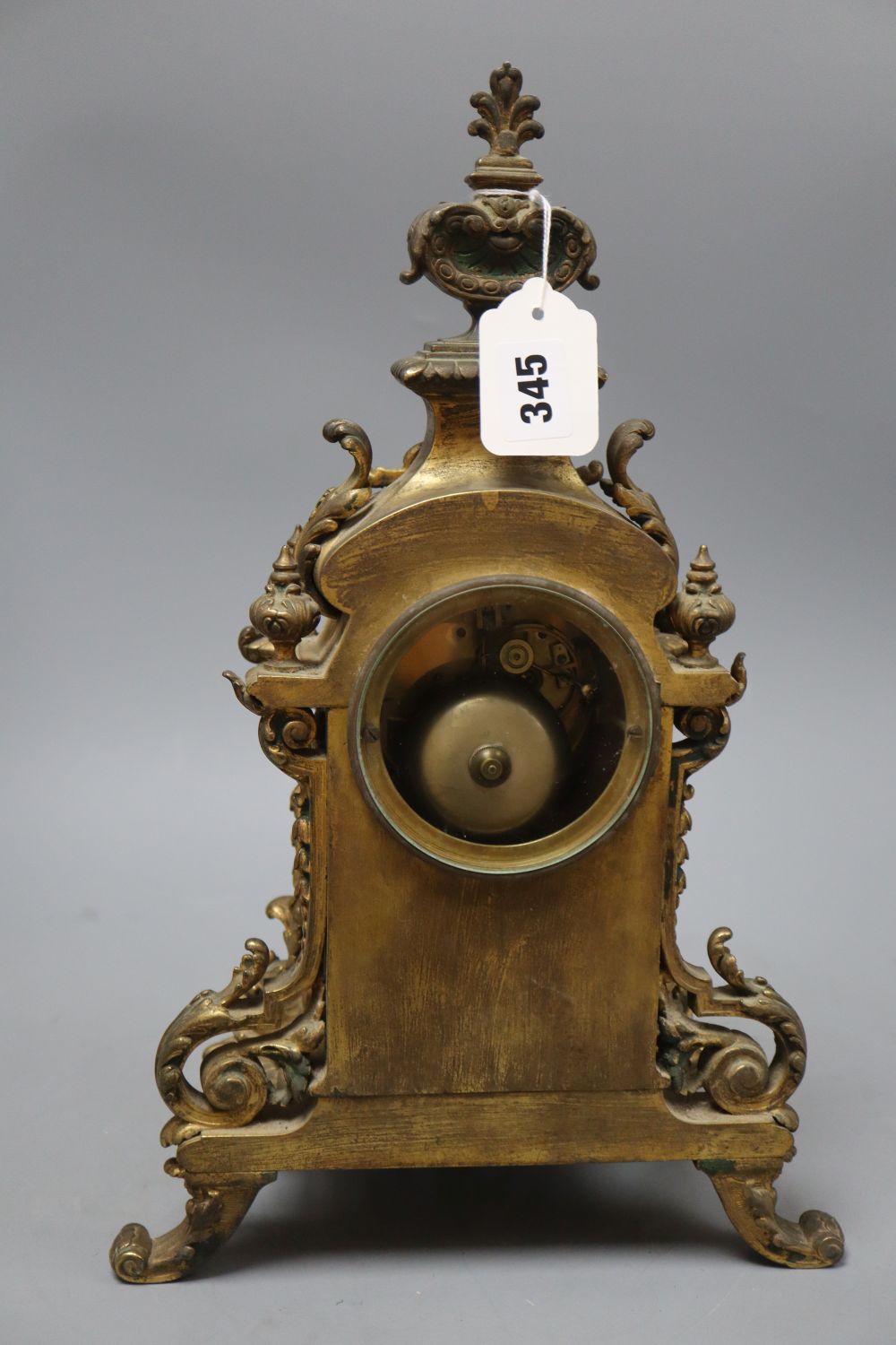 A French Louis XIV style ormolu mantel clock, height 42cm